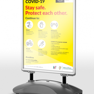 A1 Sightmaster pavement sign with covid-19 poster