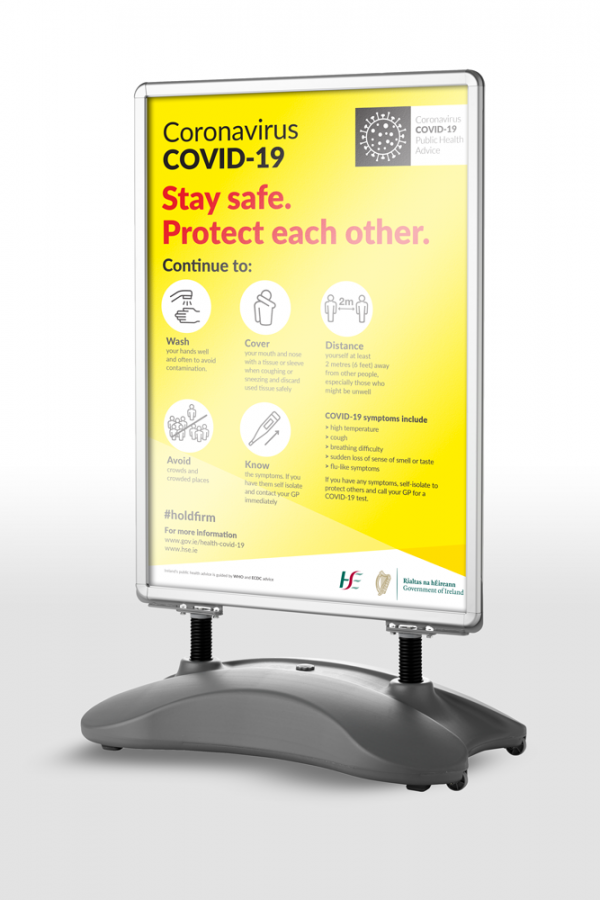 A1 Sightmaster pavement sign with covid-19 poster