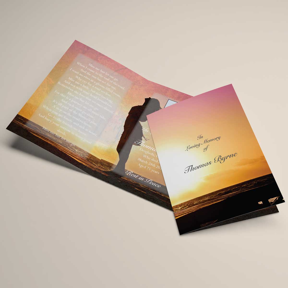 Spiritually inspired memorial card design - Ocean breeze